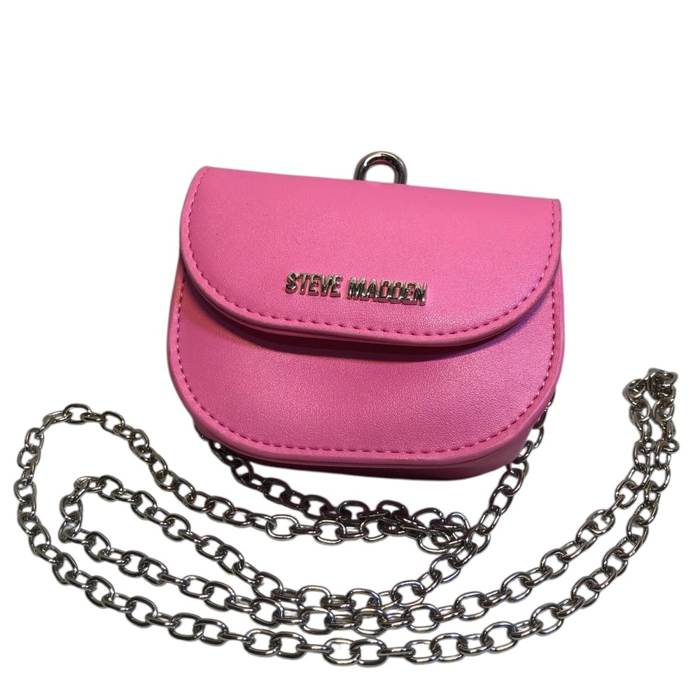 Steve Madden Pink crossbody bag with silver chain and logo small